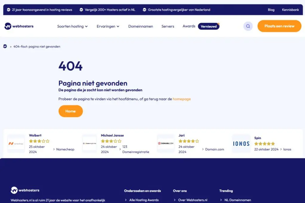 404 pagina webhosters