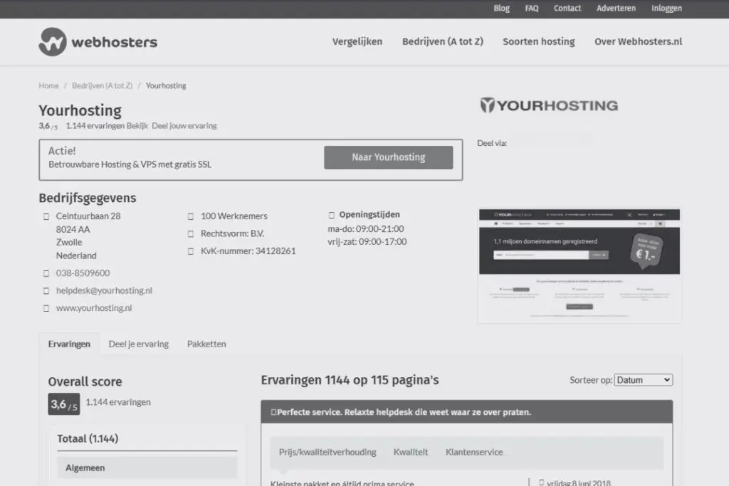 yourhosting profiel webhosters.nl