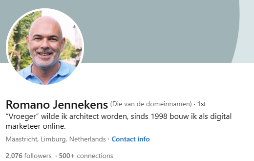 Linkedin profiel van Romano