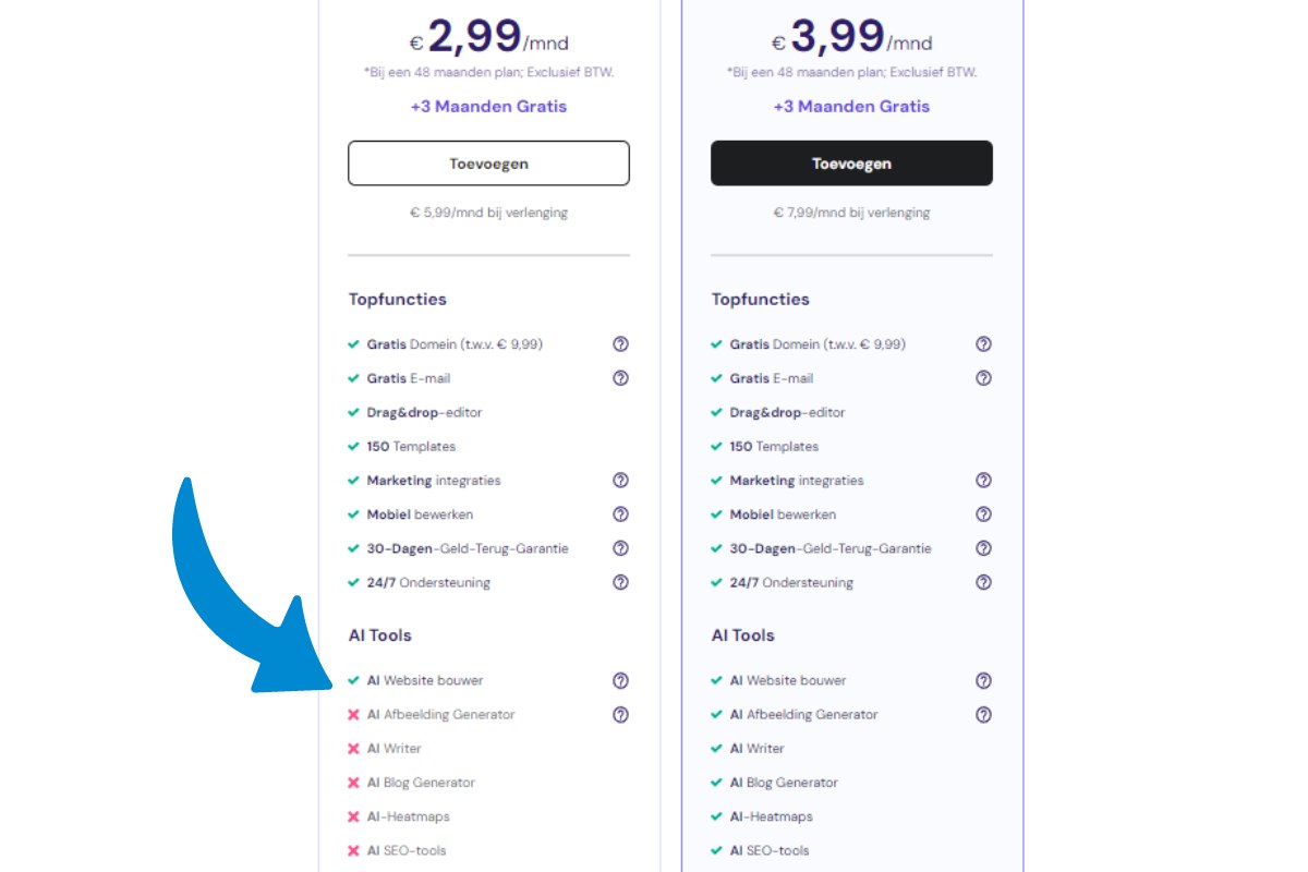 hostinger ai websitemaker prijzen