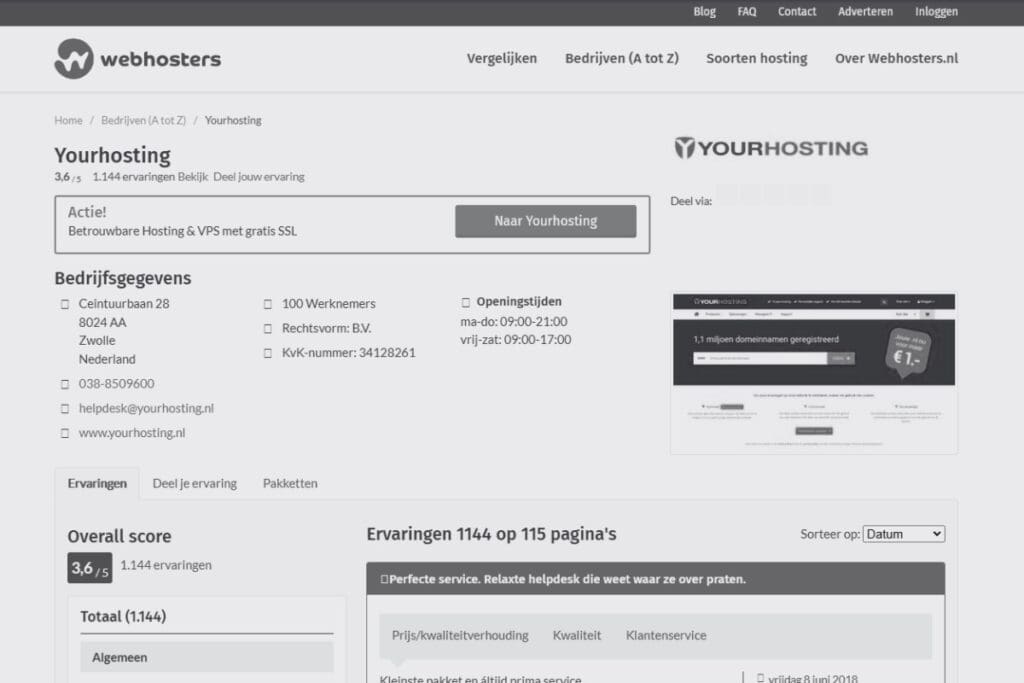 yourhosting profiel webhosters.nl
